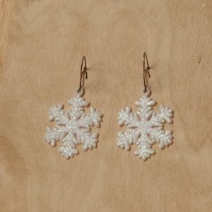 Snowflake Earrings White Sparkly Winter Christmas